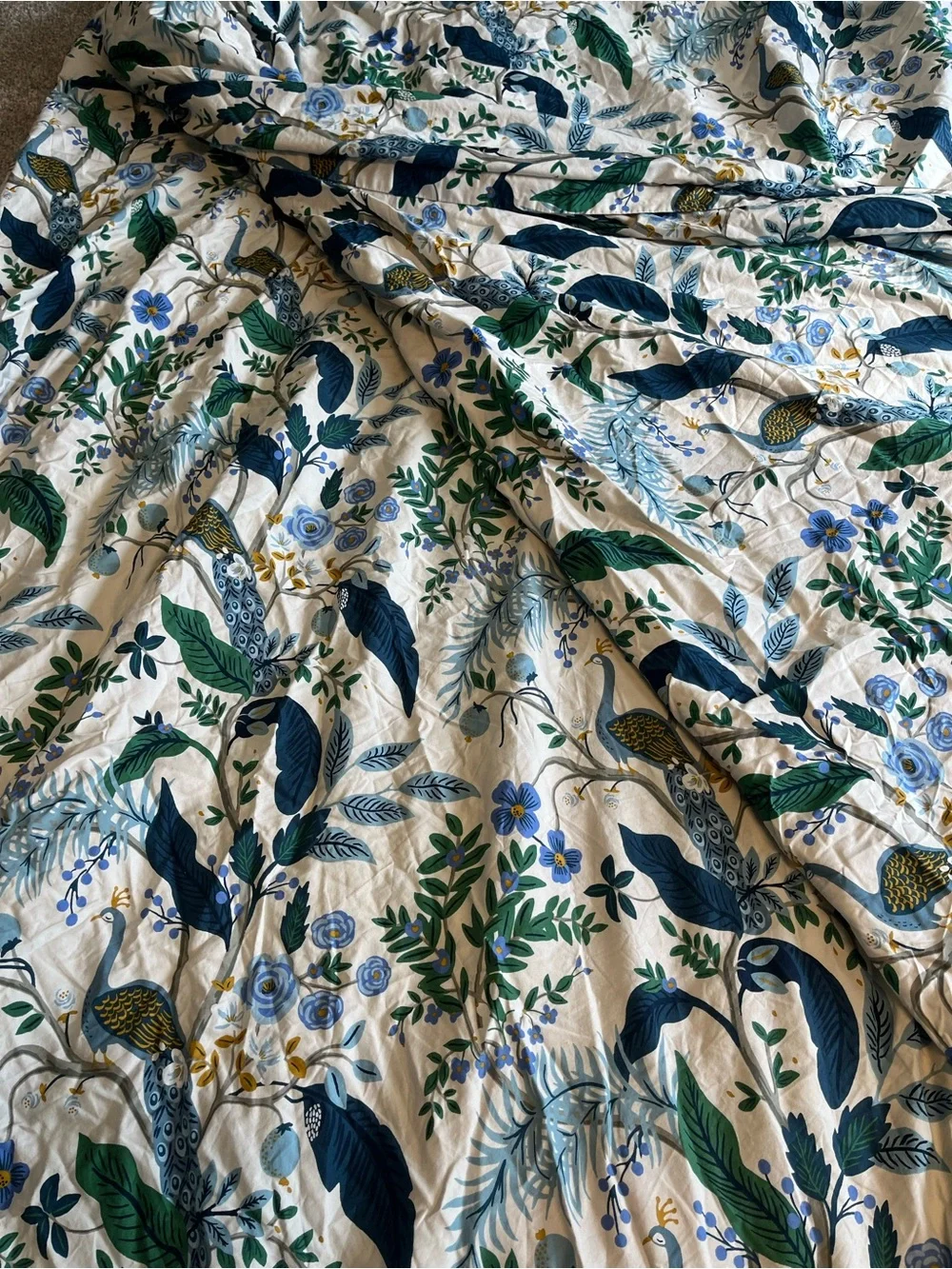 Rifle Paper Co. x The Company Store Peacock King Duvet Cover – Like New